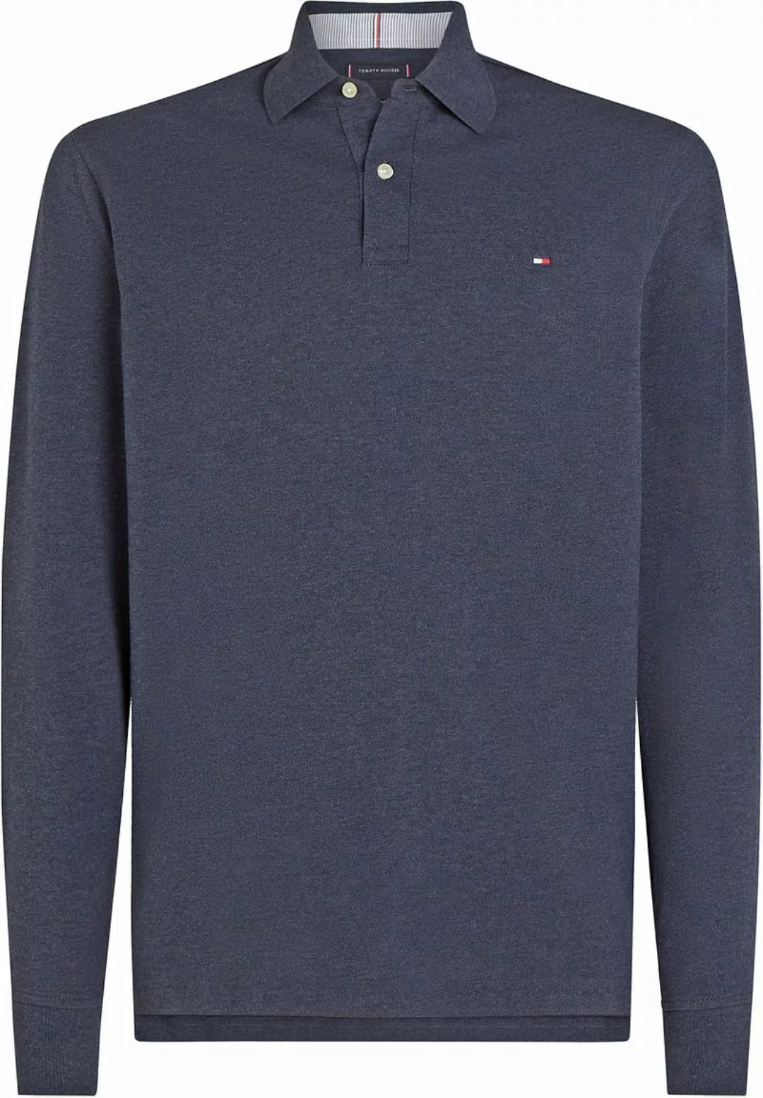 Tommy Hilfiger Longsleeve Polo Melange Dunkelblau - Größe L günstig online kaufen