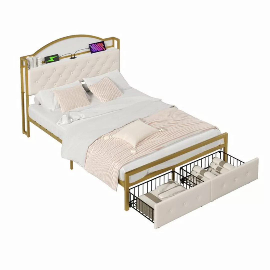 KoDise Stauraumbett Metallbett 140*200cm Bettrahmen Doppelbett mit LED,Schu günstig online kaufen