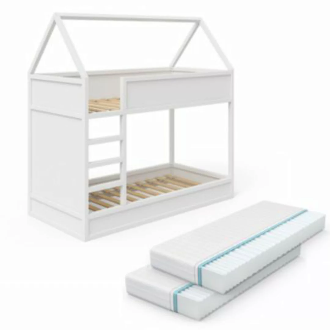 VitaliSpa Kinder Doppelstockbett Massimo Weiß mit zwei  Matratzen weiß Gr. günstig online kaufen