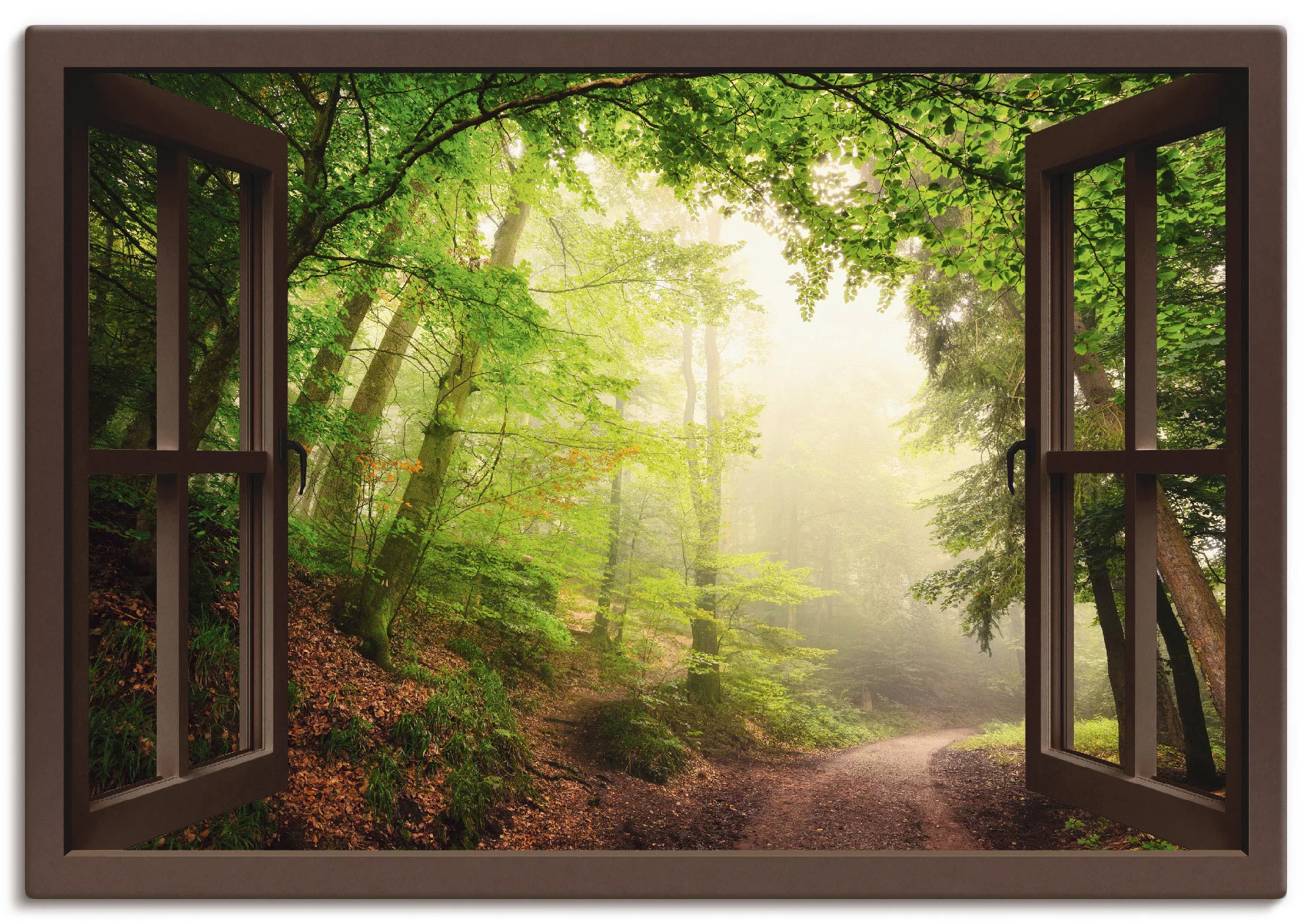 Artland Wandbild "Fensterblick Torbögen durch Bäume", Wald, (1 St.), als Le günstig online kaufen