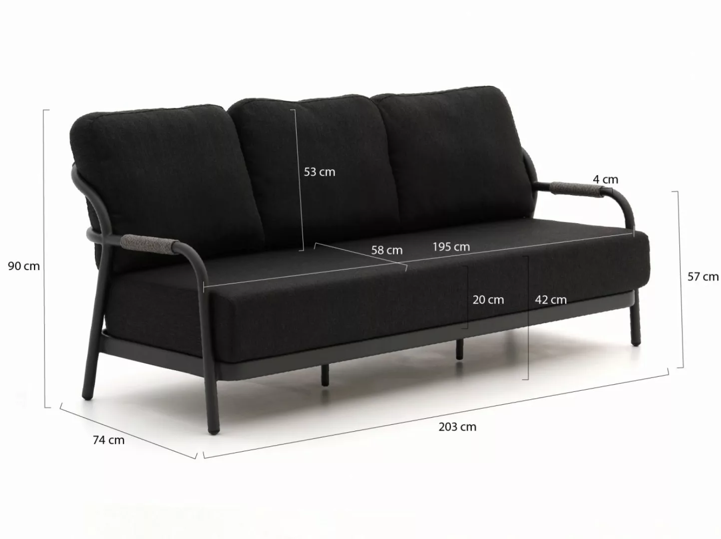 Bellagio Pianello Gartensofa 3-Sitzer 203 cm günstig online kaufen