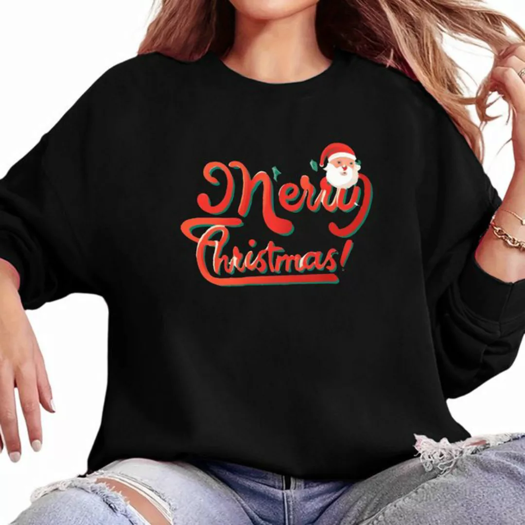 MC Star Longsweatshirt Damen Rundhalsausschnitt Druck Weihnachten Sweatshir günstig online kaufen