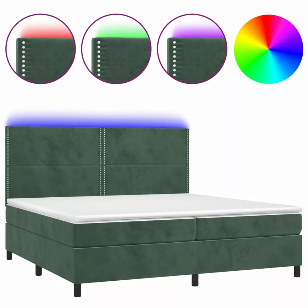 Vidaxl Boxspringbett Mit Matratze & Led Dunkelgrün 200x200 Cm Samt günstig online kaufen