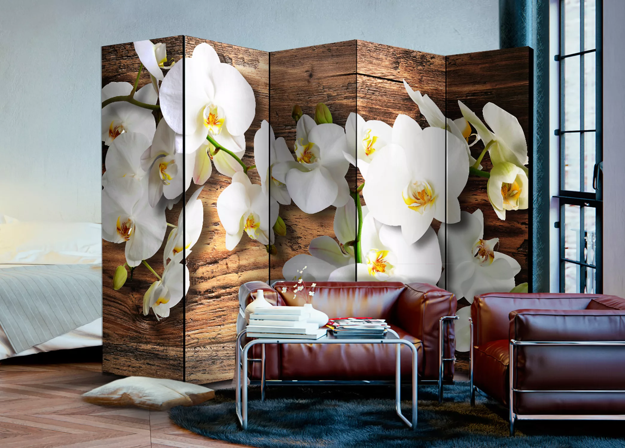 5-teiliges Paravent - Forest Orchid Ii [room Dividers] günstig online kaufen