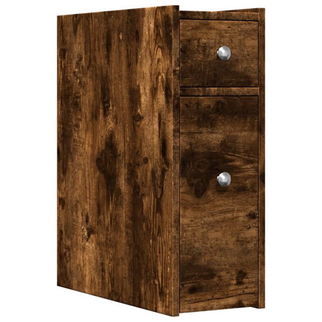 vidaXL Fächerschrank Badschrank Schmal mit Rollen Räuchereiche Holzwerkstof günstig online kaufen