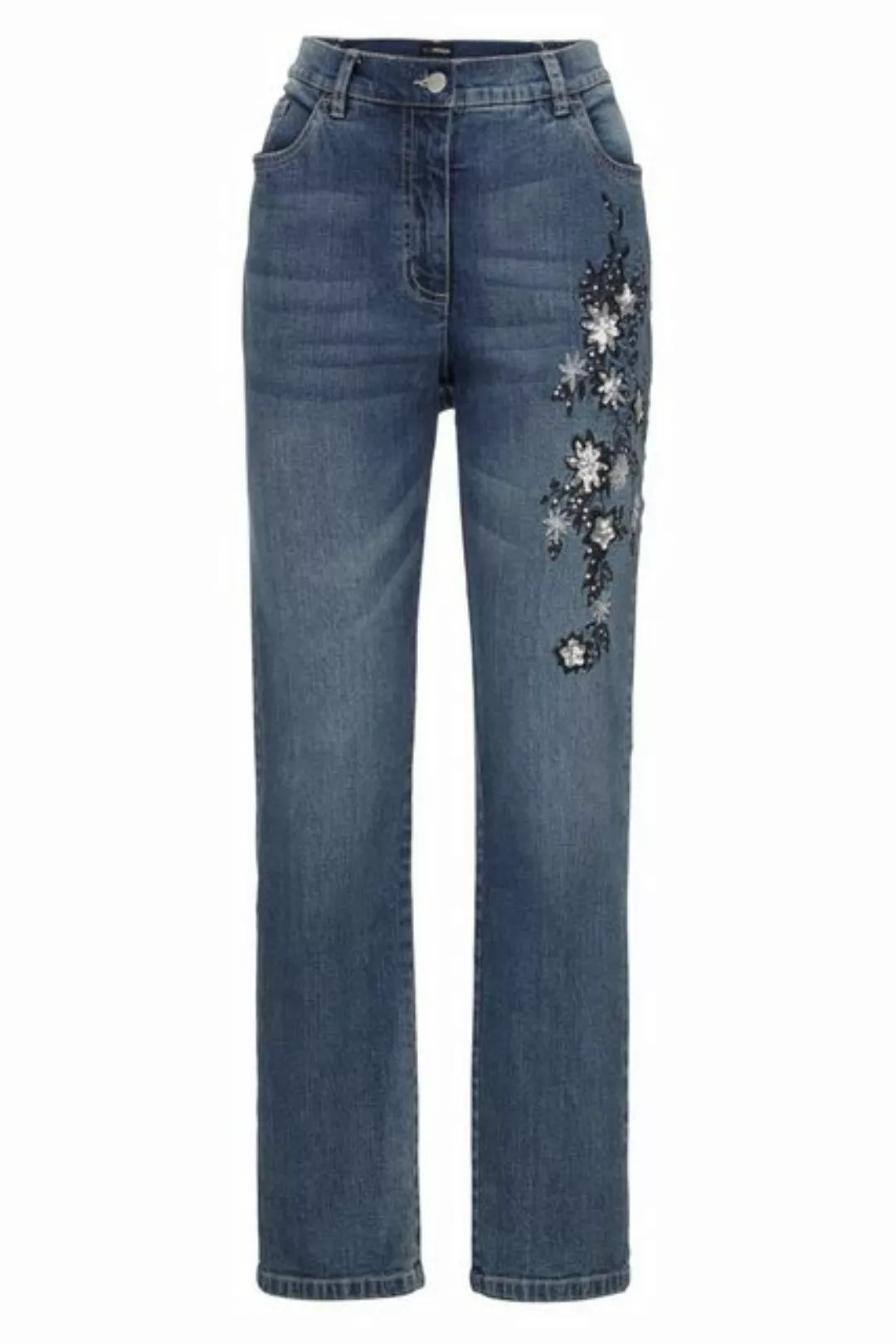 MIAMODA Regular-fit-Jeans Jeans Straight Fit Stickerei 5-Pocket günstig online kaufen