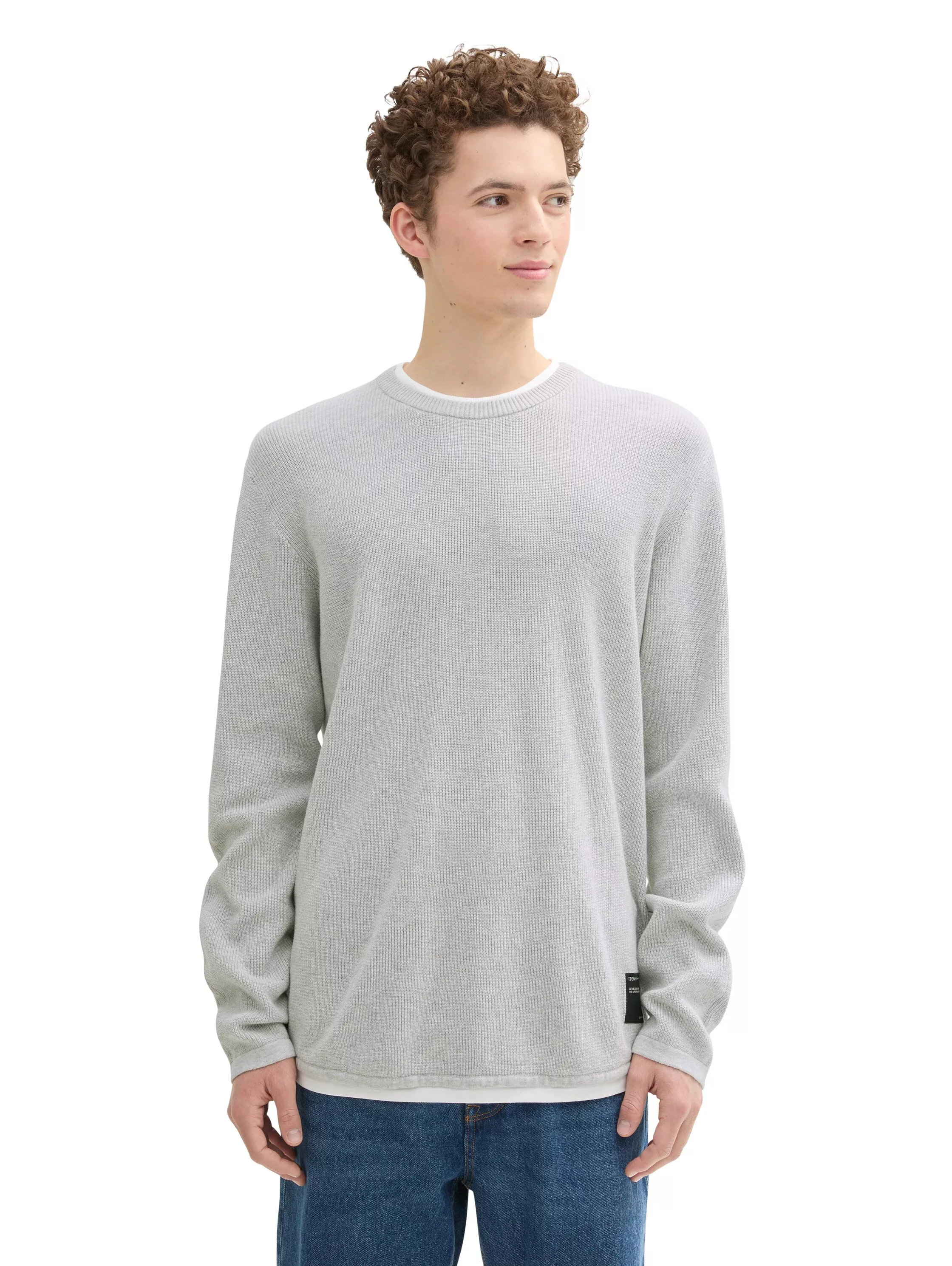 TOM TAILOR Denim 2-in-1-Pullover mit Struktur günstig online kaufen