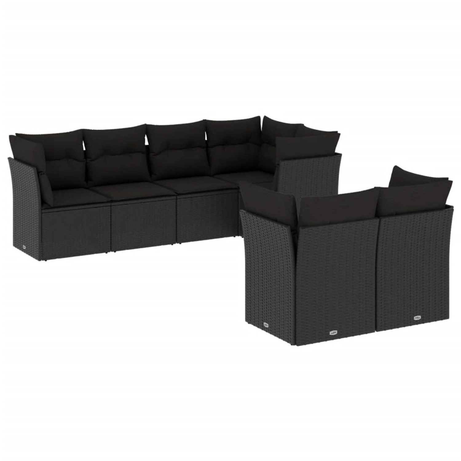 vidaXL 7-tlg Garten-Sofagarnitur mit Kissen Schwarz Poly Rattan Modell 2 günstig online kaufen