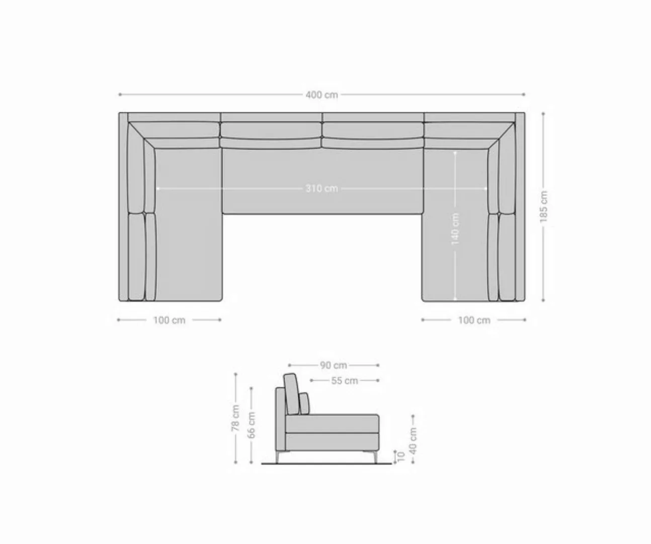 DELIFE Wohnlandschaft Elio, Mikrofaser Graphite 400x185 cm XL Wohnlandschaf günstig online kaufen