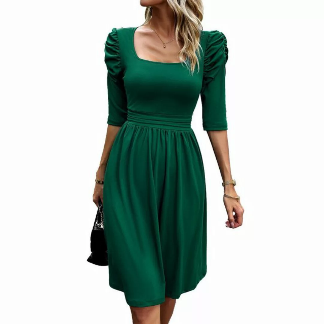 ZWY Dirndl Herbstliches einfarbiges Kleid mit mittellangen Ärmeln und günstig online kaufen