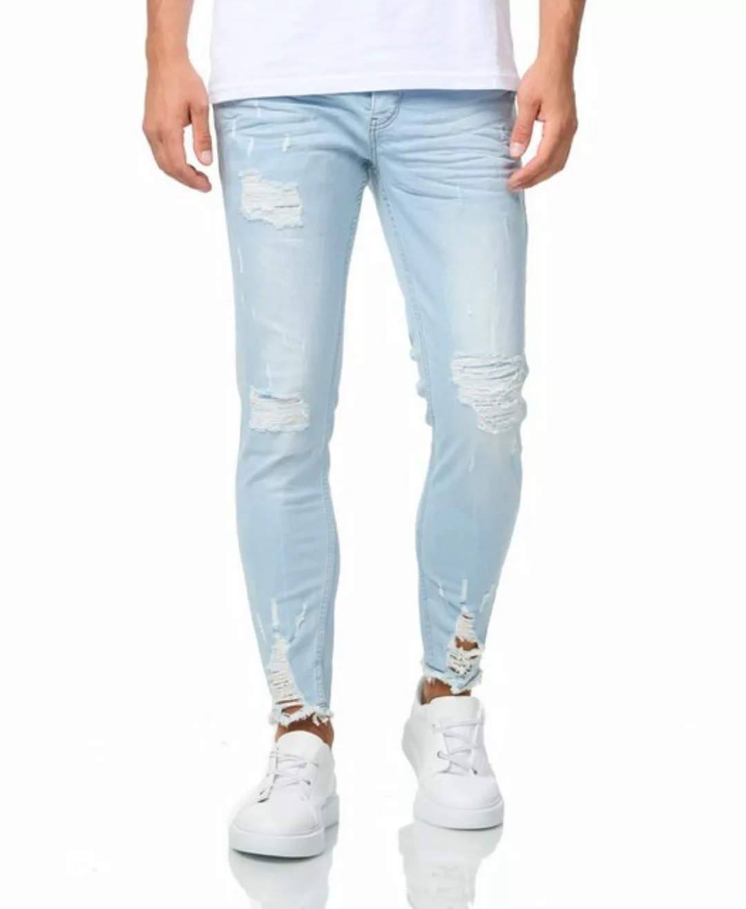 Denim House Skinny-fit-Jeans Lässige Herren Jeans im Drestroyed Look Hellbl günstig online kaufen