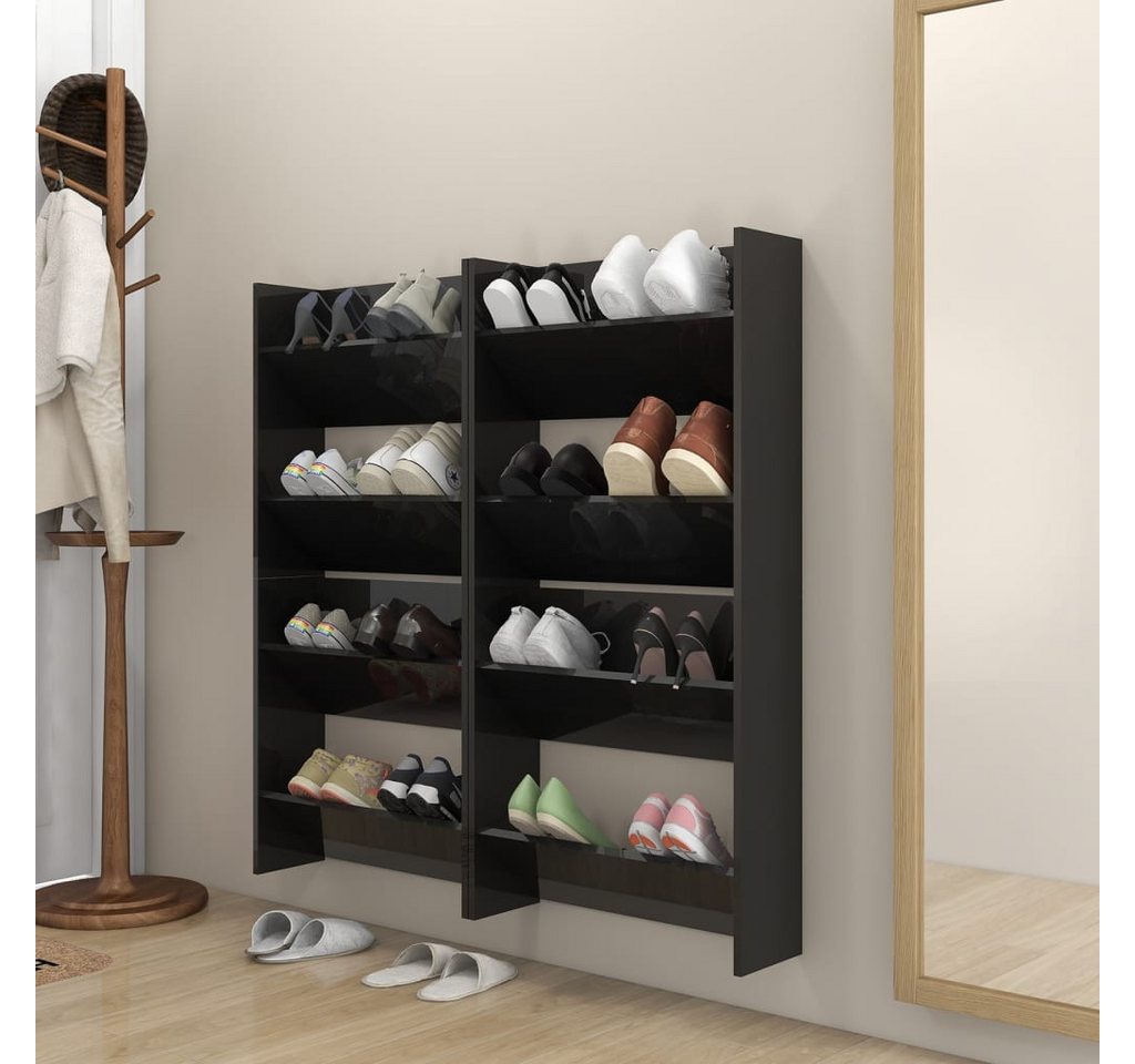 vidaXL Schuhschrank Wand-Schuhschränke 4 Stk Hochglanz-Schwarz 60x18x60 cm günstig online kaufen