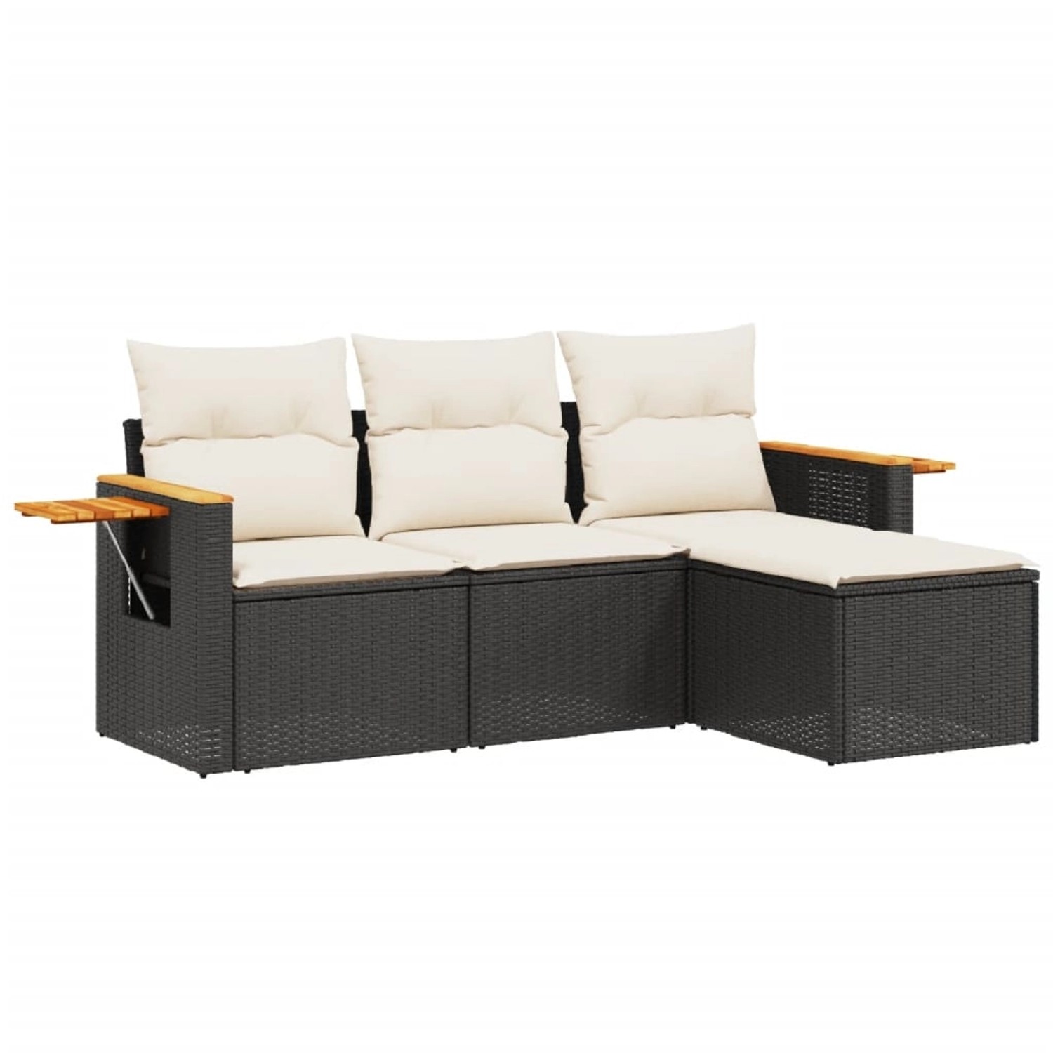 vidaXL 4-Tlg Garten-Sofagarnitur mit Kissen Schwarz Poly Rattan 3259144 günstig online kaufen