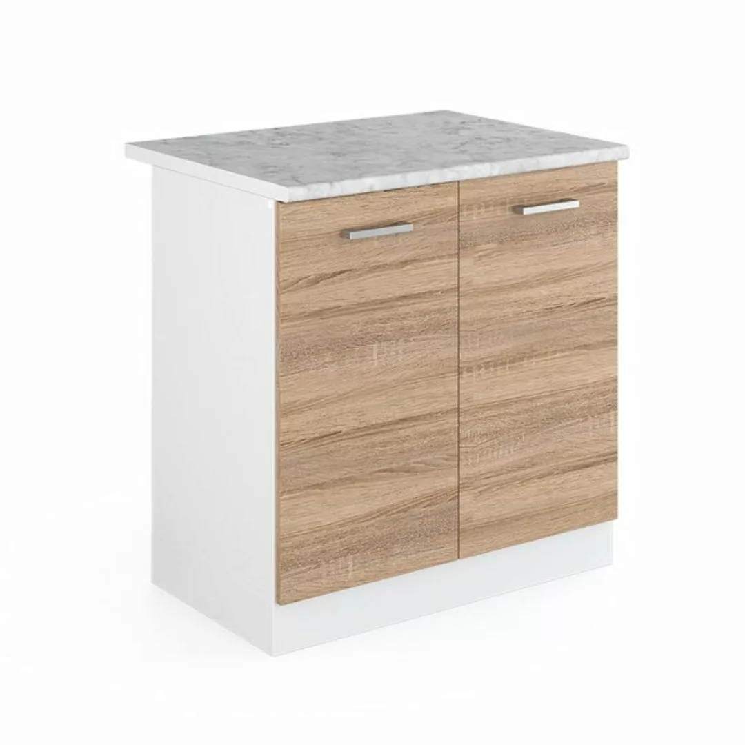 Vicco Spülenunterschrank Küchenunterschrank R-Line 80 cm Arbeitsplatte Weiß günstig online kaufen