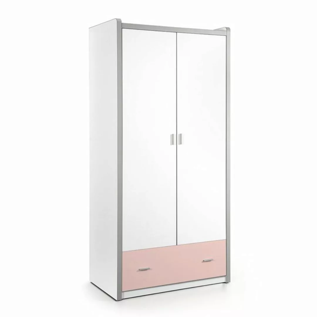 Kleiderschrank BONNY-12, 2-trg., 100cm, Weiß Rosa günstig online kaufen