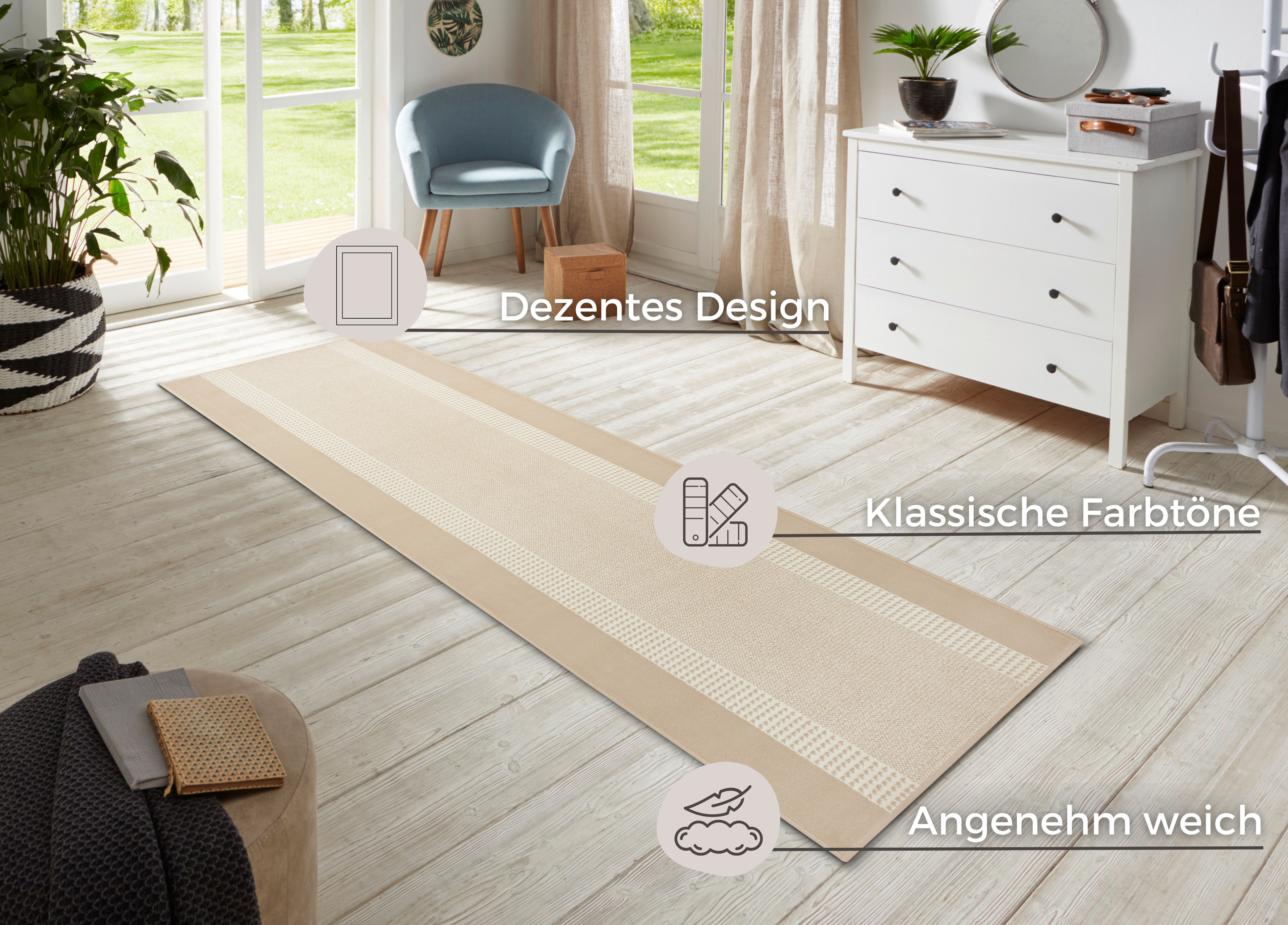 HANSE Home Teppich »Band«, rechteckig, Kurzflor, Weich, Wohnzimmer, Schlafz günstig online kaufen