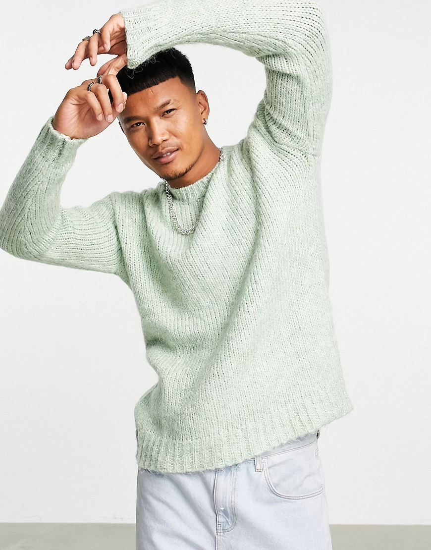 Pull&Bear – Flauschiger Pullover in Hellgrün günstig online kaufen