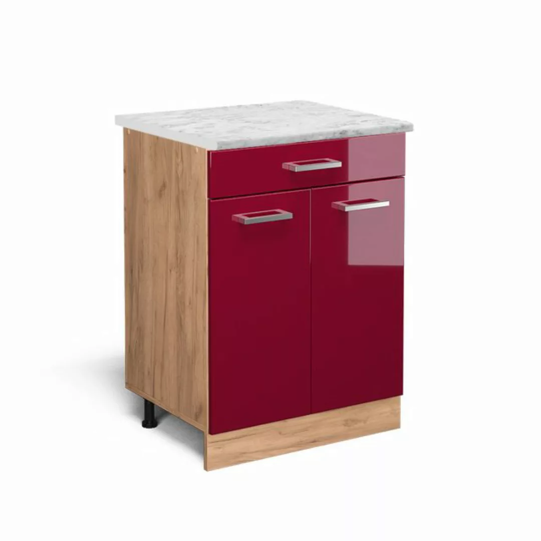 Vicco Unterschrank R-Line, Bordeaux Hochglanz/Goldkraft Eiche, 60 cm AP Mar günstig online kaufen