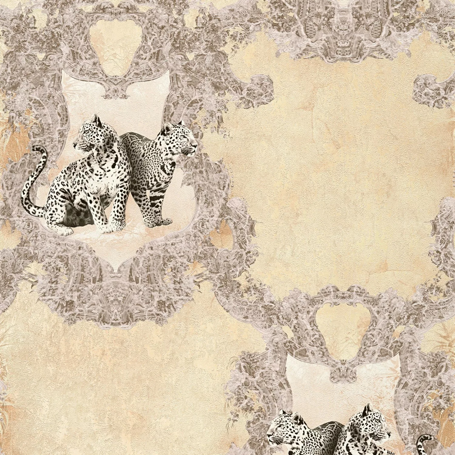 Bricoflor Leoparden Tapete Barock Muster Vlies Barocktapete mit Ornament Le günstig online kaufen