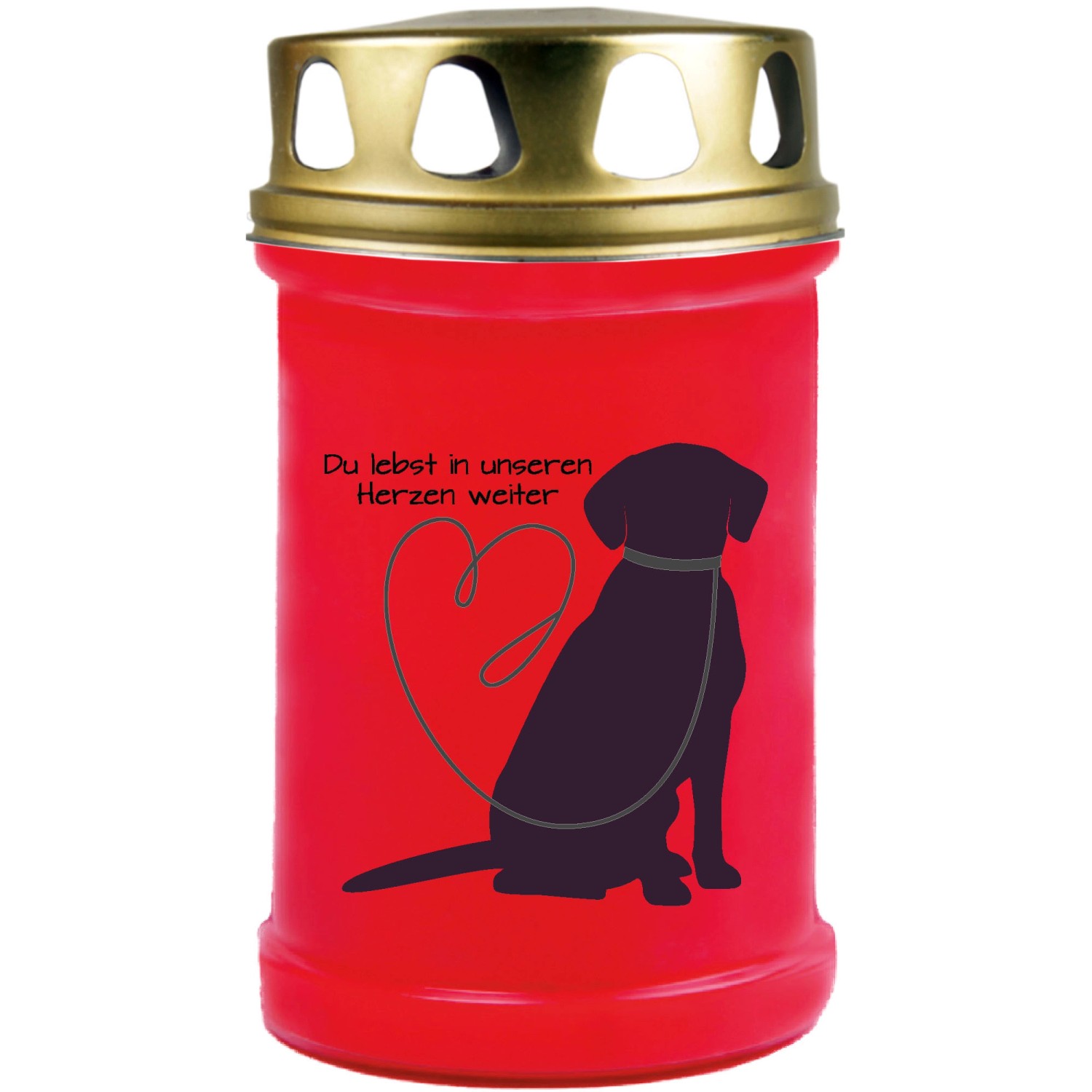 HS Candle Grabkerze Rot 48h Deckel Gold Labrador 1 günstig online kaufen