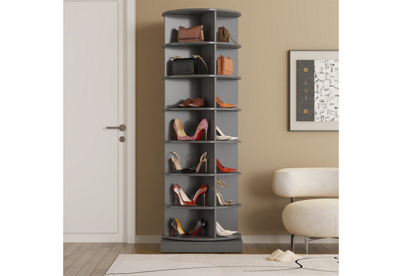 autolock Schuhschrank 360 Grau Drehbarer Schuhschrank 7 Schichten günstig online kaufen