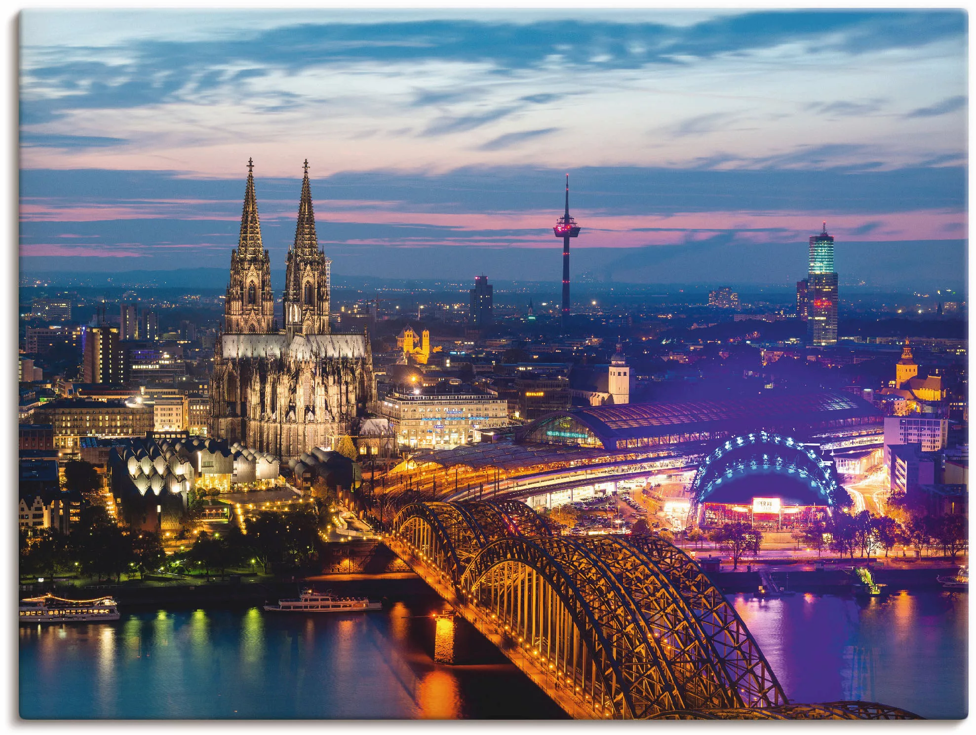 Artland Wandbild "Köln Panorama am Abend", Deutschland, (1 St.), als Alubil günstig online kaufen