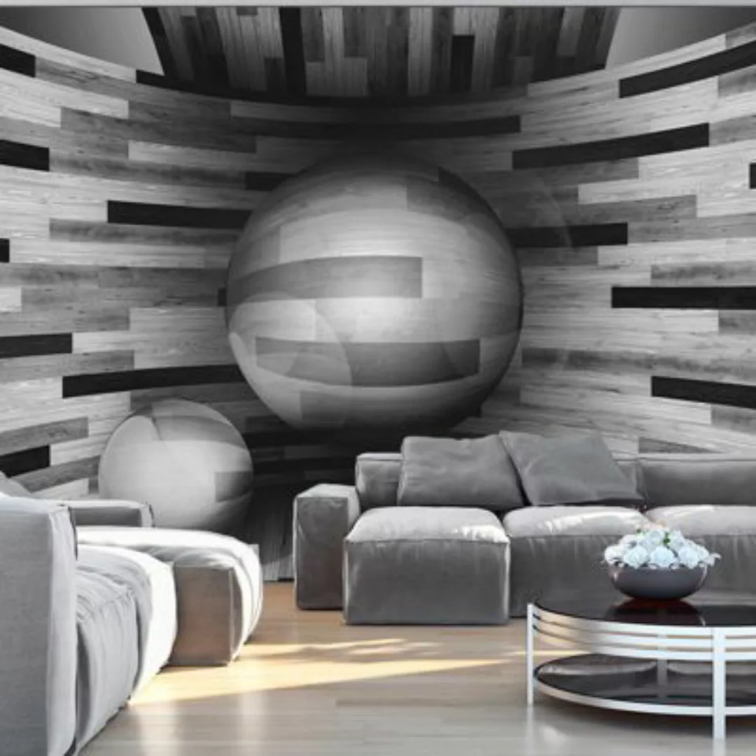 artgeist Fototapete Gray sphere grau/schwarz Gr. 350 x 245 günstig online kaufen