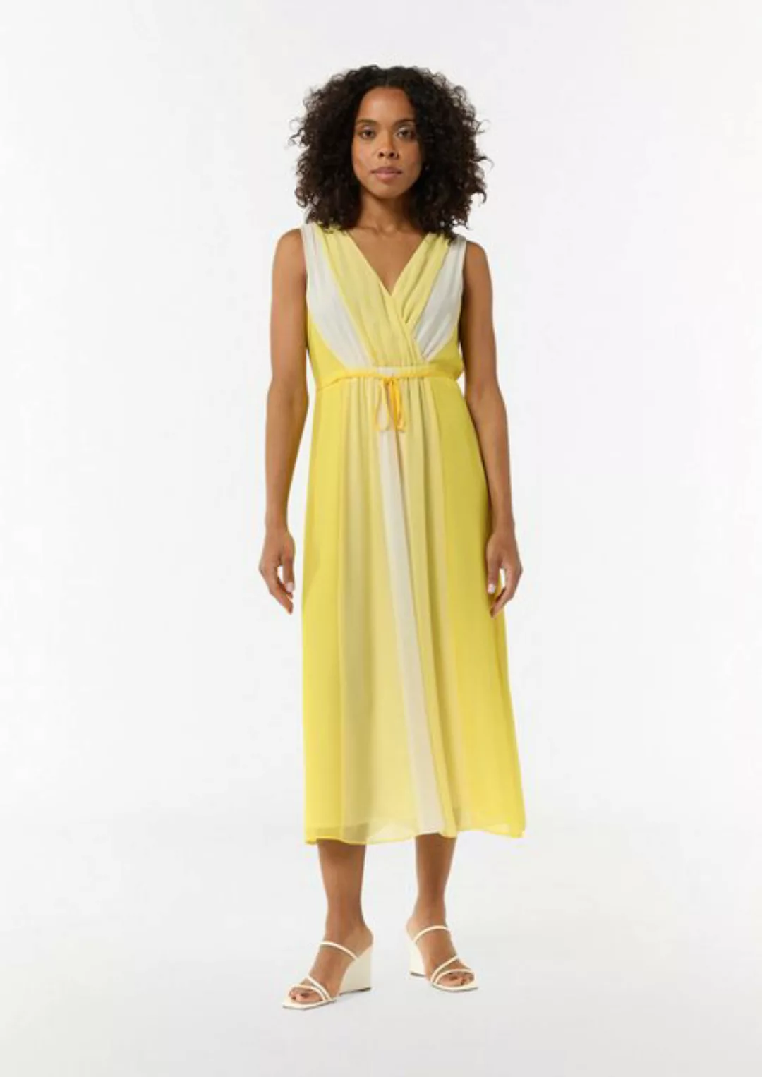 Comma Maxikleid Chiffon-Kleid mit elastischer Taille und Bindeband Gummizug günstig online kaufen