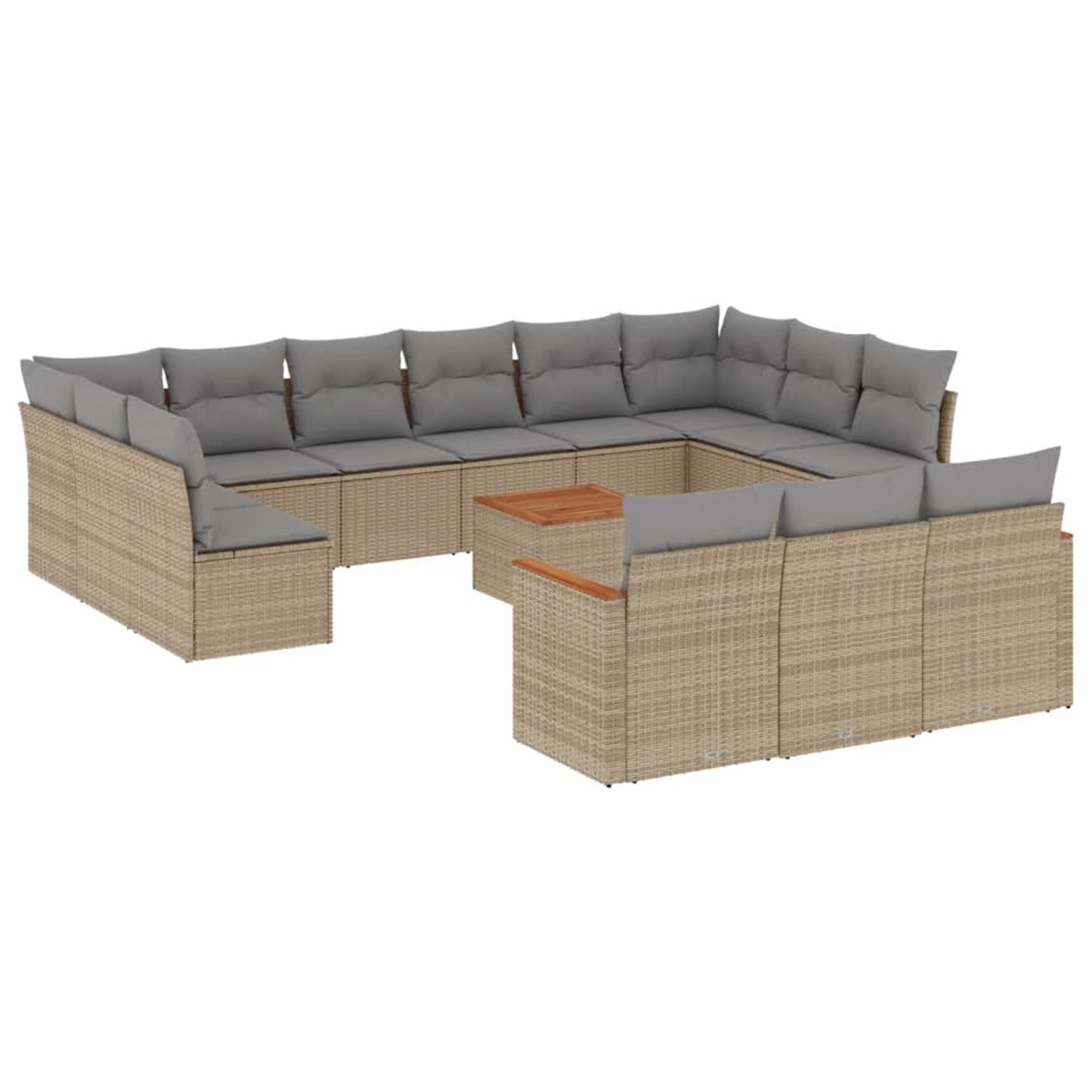 vidaXL 14-Tlg Garten-Sofagarnitur mit Kissen Beige Poly Rattan 3258867 günstig online kaufen