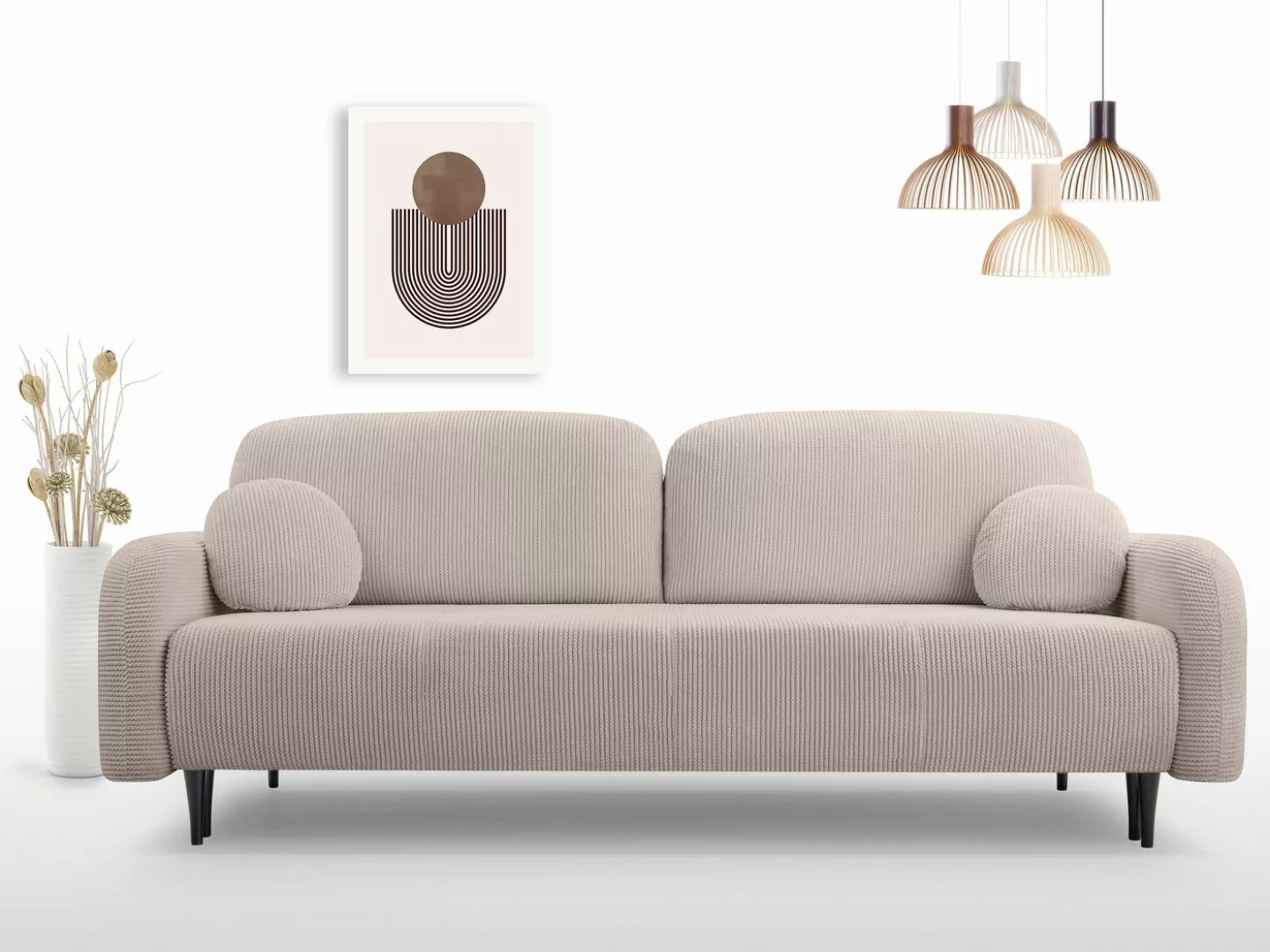 Compleo Schlafsofa mit Bettkasten CLOUD, Modern Wohnzimmer, Cordstoff, Sofa günstig online kaufen