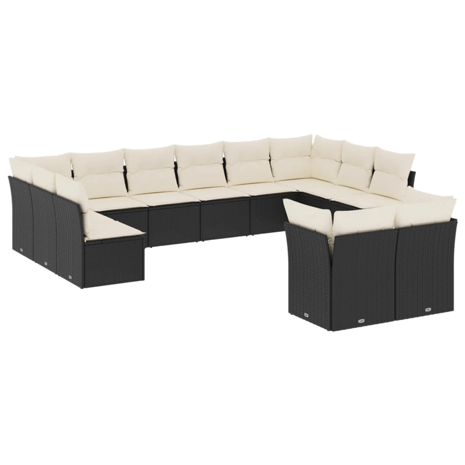 vidaXL 12-tlg Garten-Sofagarnitur mit Kissen Schwarz Poly Rattan Modell 18 günstig online kaufen