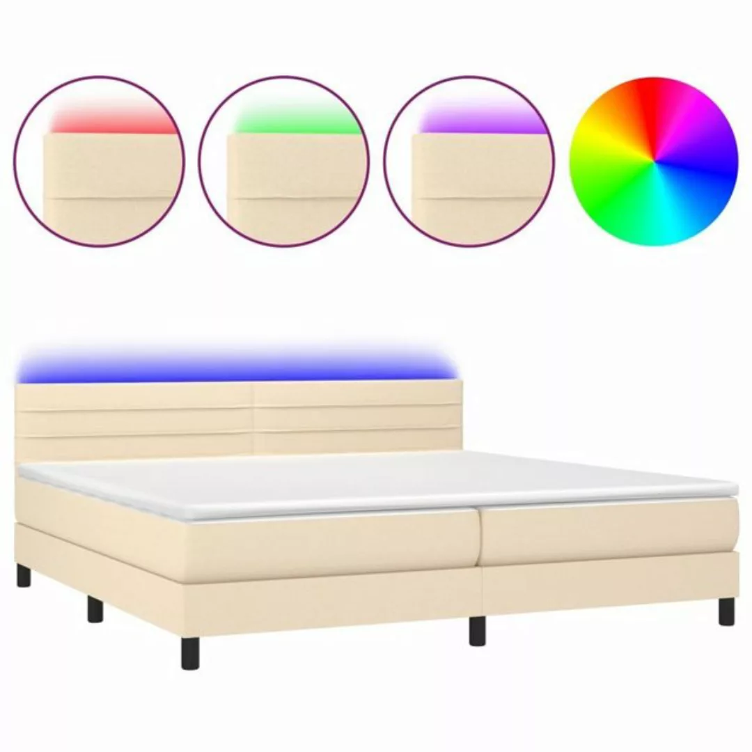 vidaXL Boxspringbett Boxspringbett mit Matratze LED Creme 200x200 cm Stoff günstig online kaufen