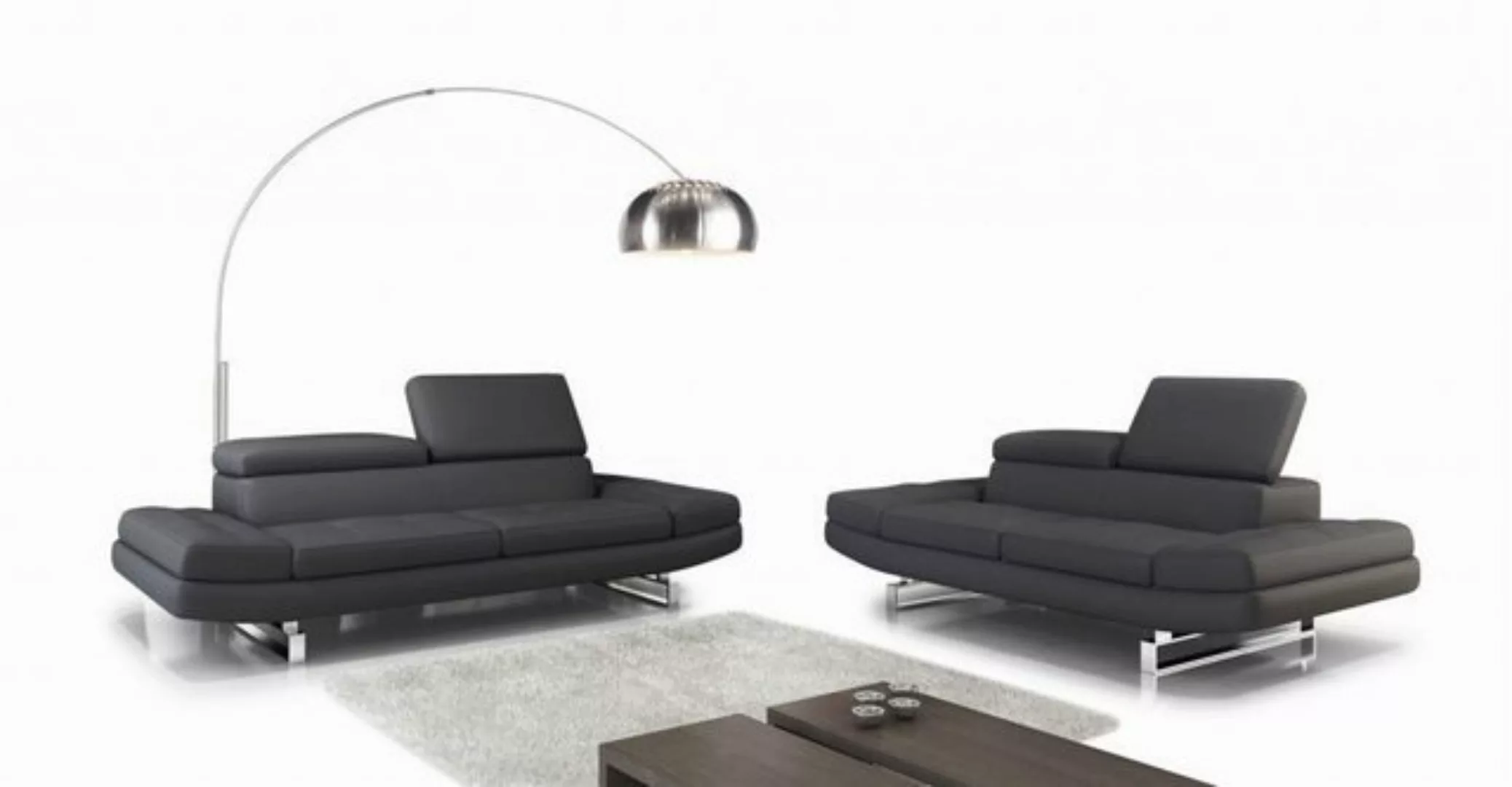 JVmoebel Sofa Graue Ledersofas Couch Wohnlandschaft 3+2+1 Sitzer Design Mod günstig online kaufen
