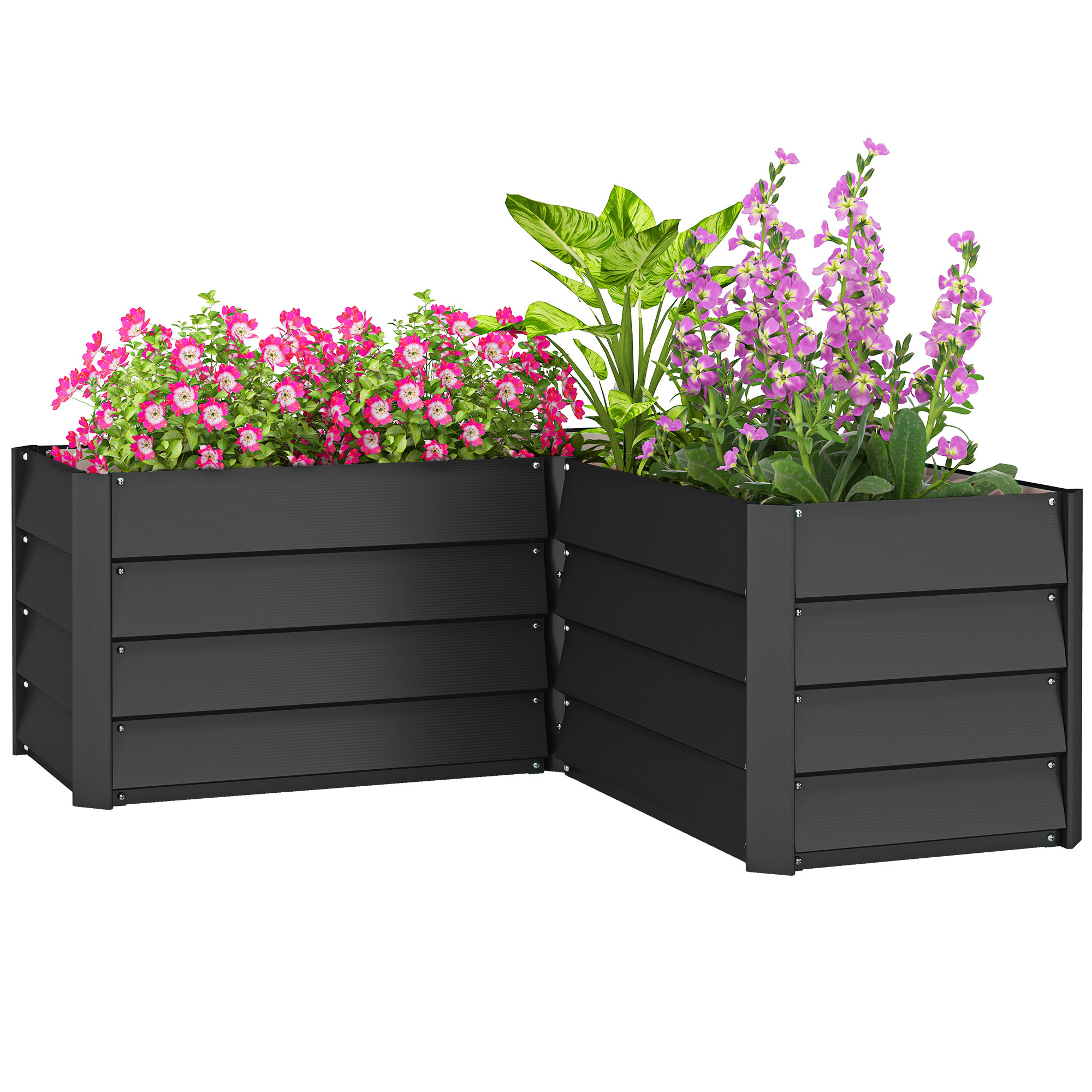 Outsunny Eck-Hochbeet aus Lattenstahlblech ohne Boden - 115 x 115 x 44 cm v günstig online kaufen