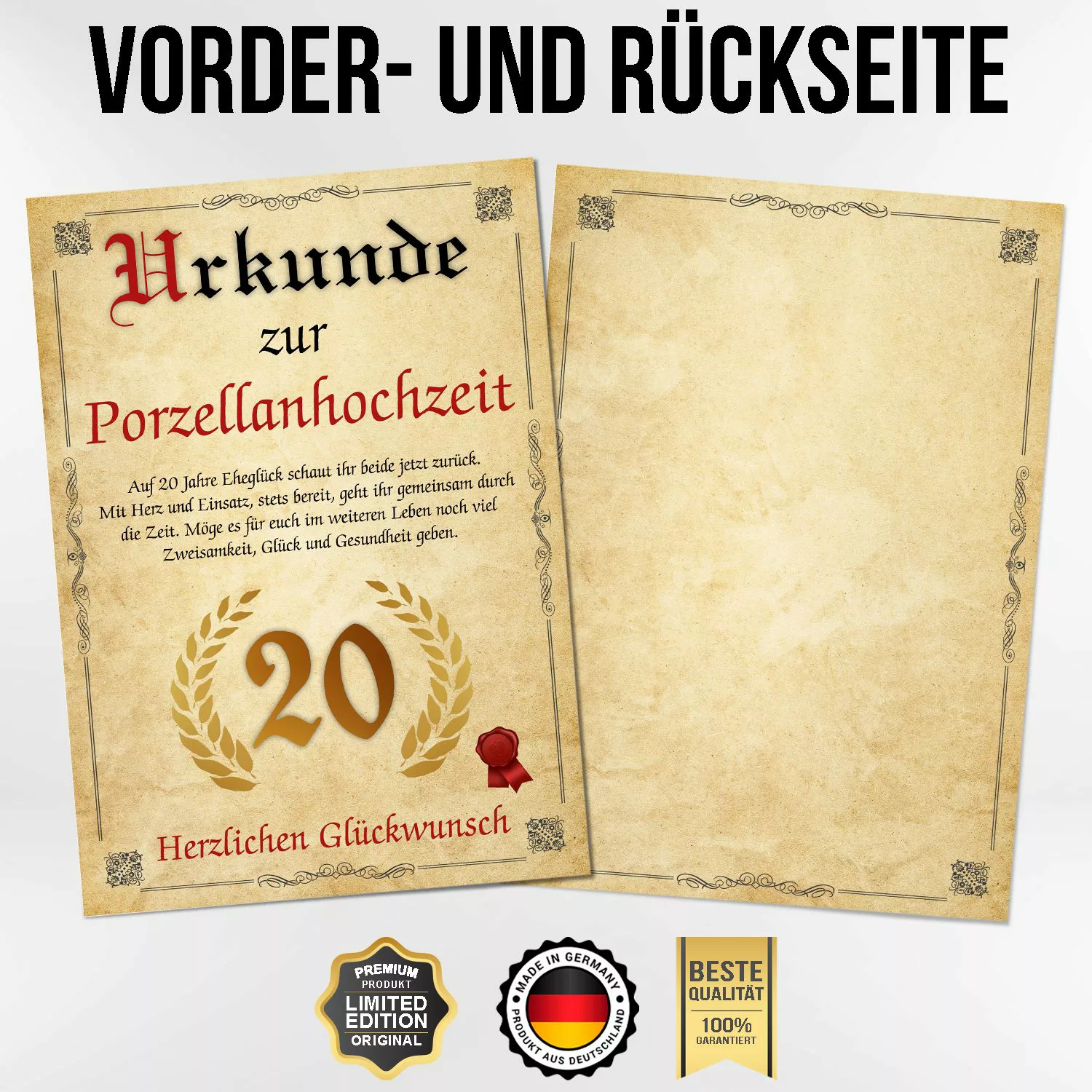 Tigerlino Poster Urkunde zum 20. Hochzeitstag günstig online kaufen