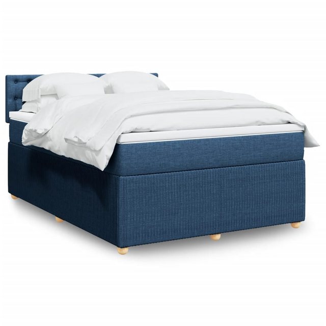 vidaXL Boxspringbett, Boxspringbett mit Matratze Blau 140x200 cm Stoff günstig online kaufen