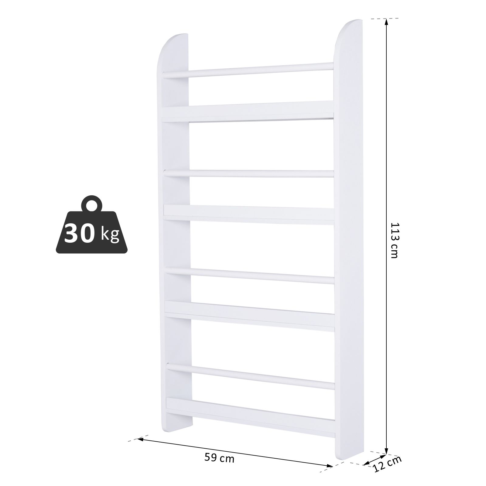 HOMCOM® Bücherregal 4 Ebenen Bücherhalter Aufbewahrungsregal Wandmontage Wa günstig online kaufen