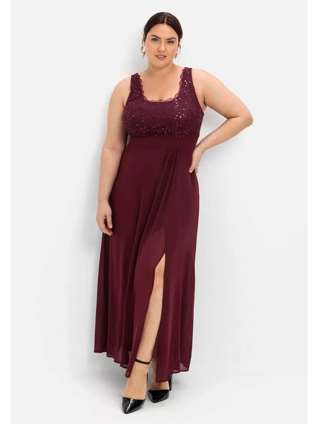 Sheego Abendkleid "Große Größen", mit floraler Spitze günstig online kaufen