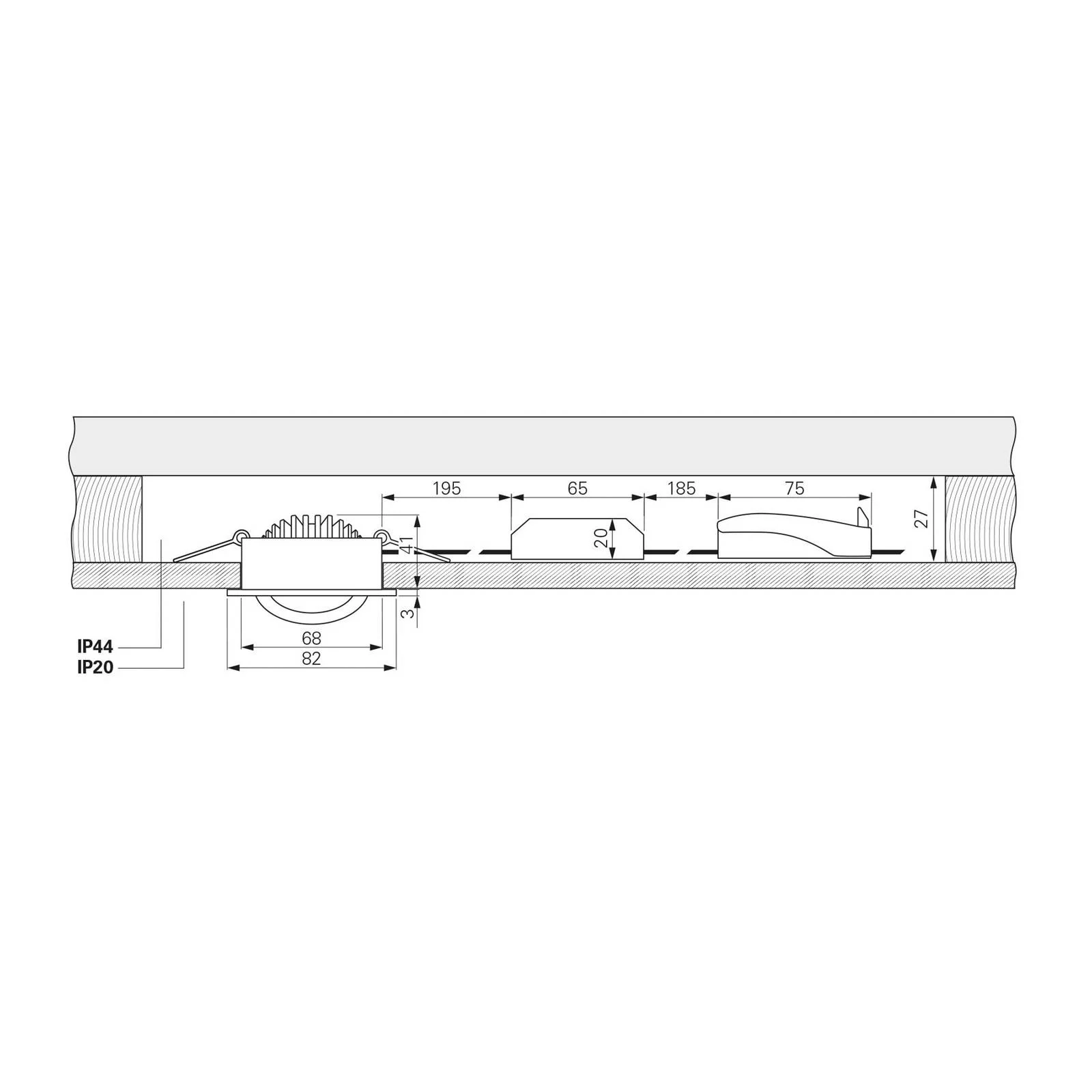 LED-Deckeneinbauleuchte Dione, IP44, 3.000 K, nickel, dim günstig online kaufen