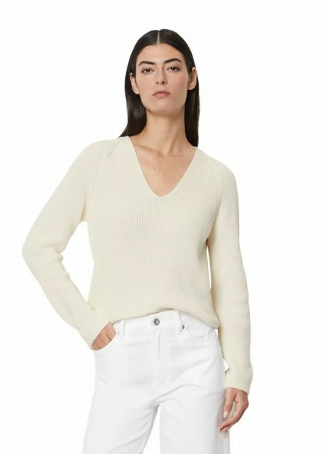 Marc O'Polo V-Ausschnitt-Pullover aus softem Baumwoll-Garn günstig online kaufen