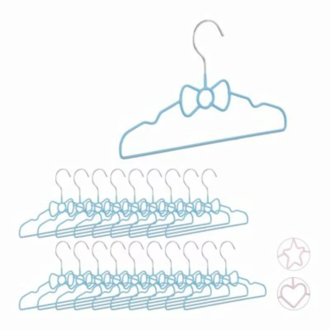 relaxdays 20 x Kinderkleiderbügel Schleife blau günstig online kaufen
