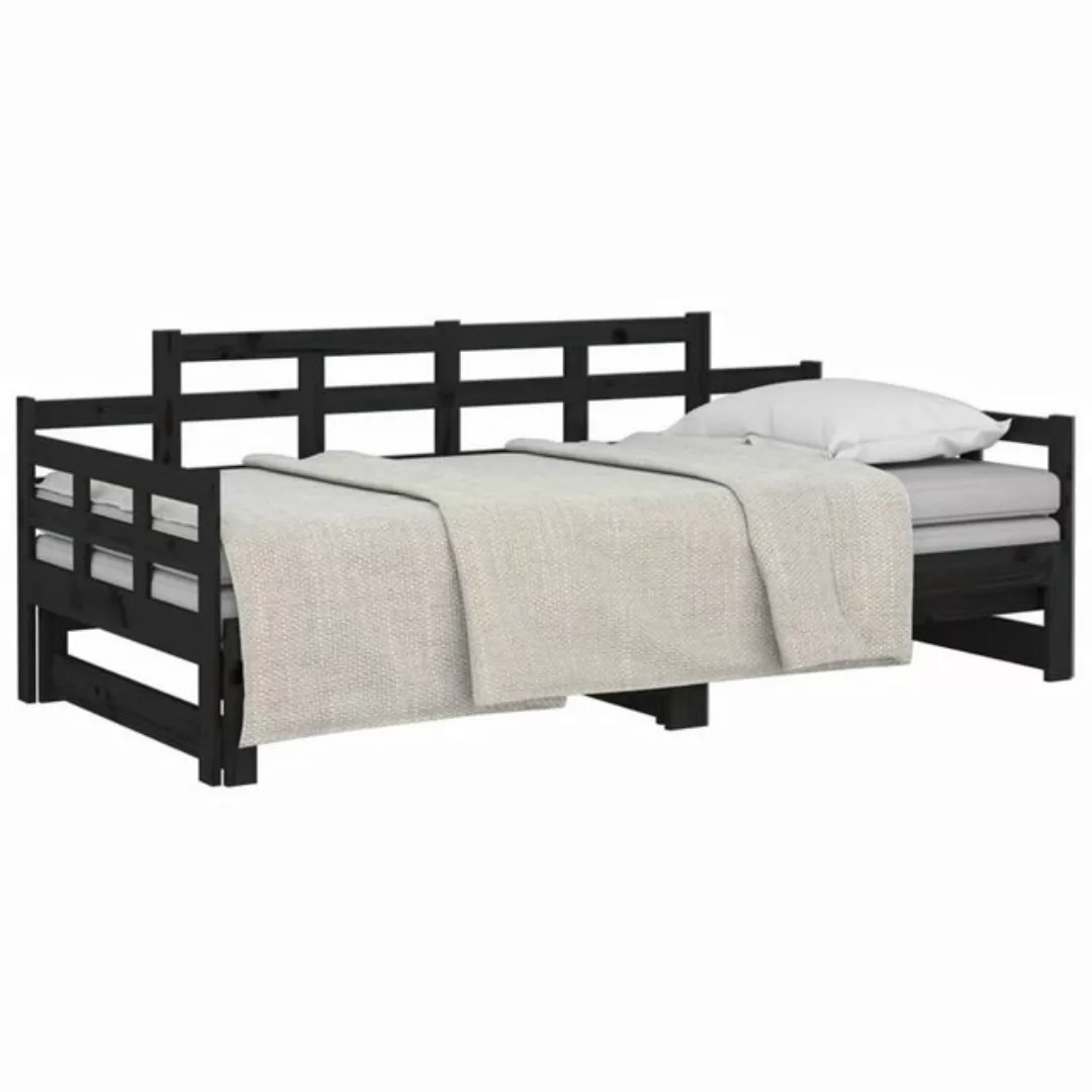 furnicato Bett Tagesbett Ausziehbar Schwarz Massivholz Kiefer 2x(90x200) cm günstig online kaufen