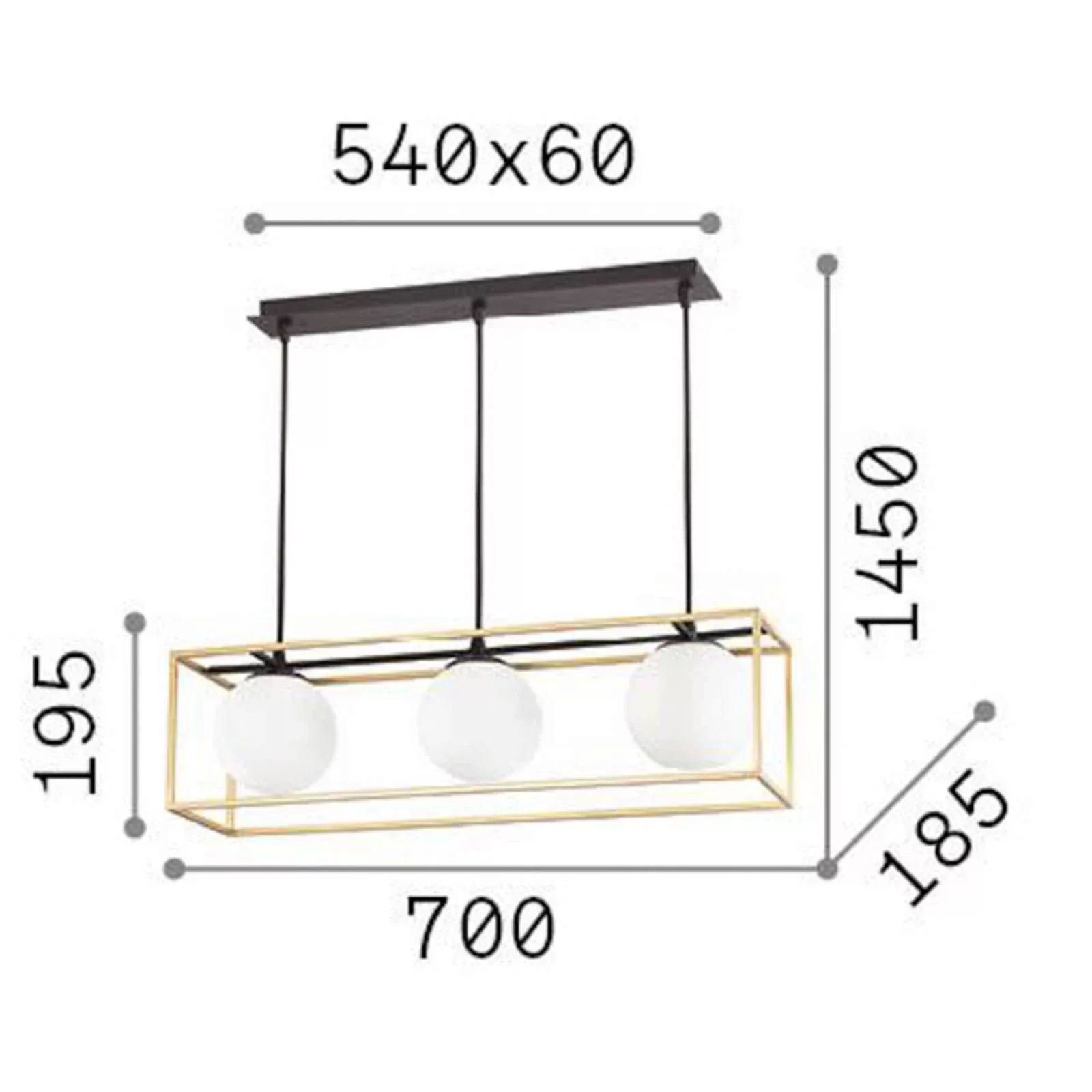 Ideal Lux Hängelampe Lingotto, 3-flammig, ein Käfig, schwarz günstig online kaufen