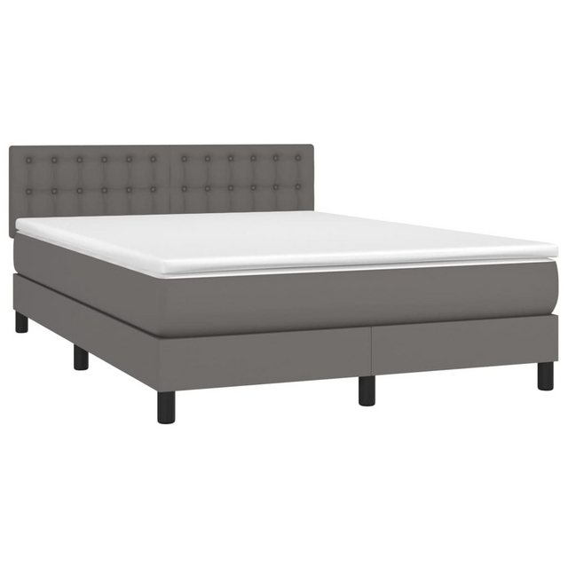 vidaXL Bett Boxspringbett mit Matratze Grau 140x190 cm Kunstleder günstig online kaufen