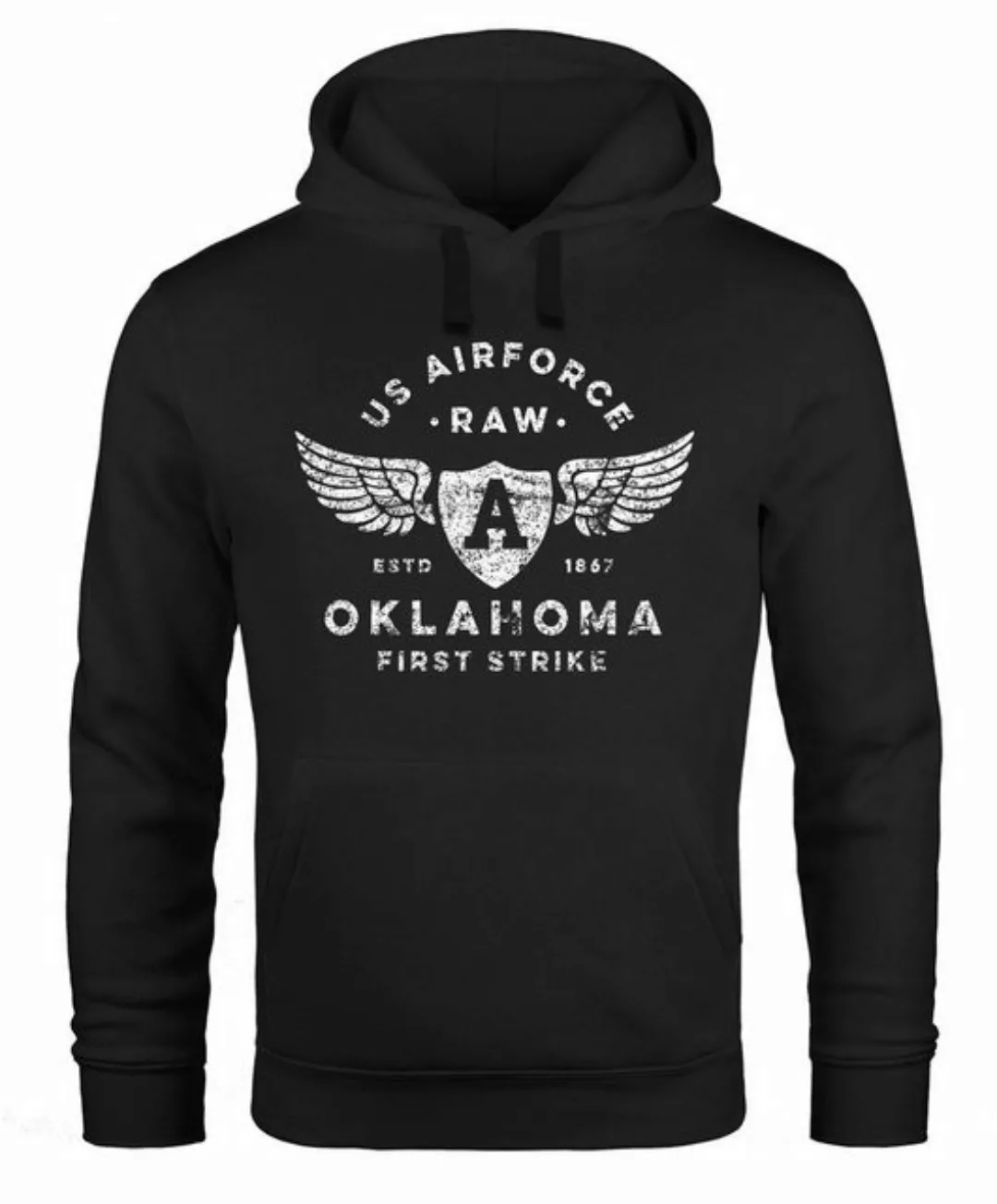 Neverless Hoodie Hoodie Herren Print US Airforce Oklahoma Aviator Kapuzen-P günstig online kaufen
