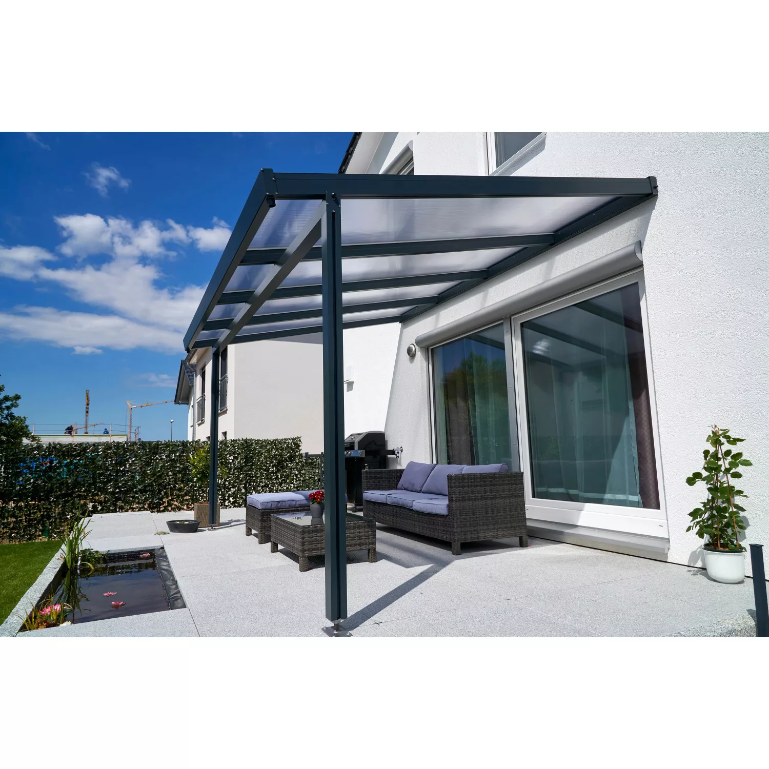 Terrassenüberdachung Premium (BxT) 410 cm x 306 cm Anthrazit Polycarbonat K günstig online kaufen