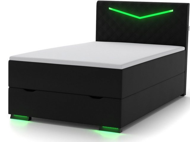 wonello Boxspringbett Dacota, Gamingbett mit LED-Beleuchtung, Bettkasten, U günstig online kaufen