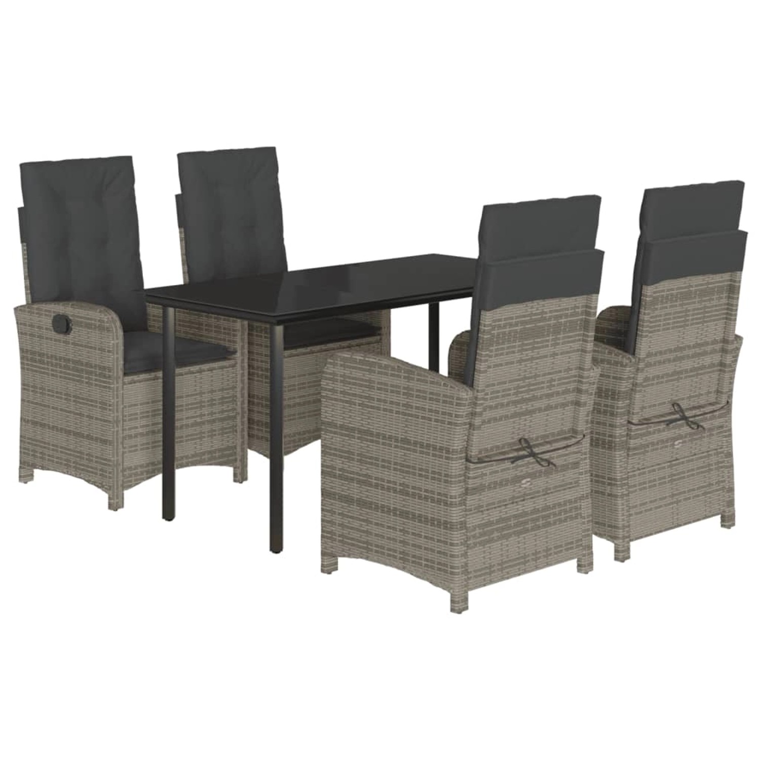 vidaXL 5-Tlg Garten-Essgruppe mit Kissen Grau Poly Rattan 3212363 günstig online kaufen