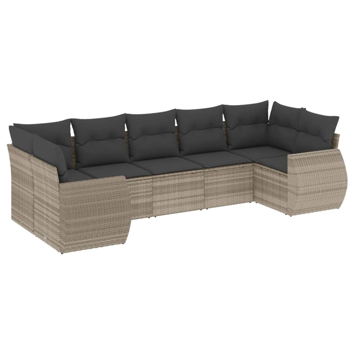vidaXL 7-Tlg Garten-Sofagarnitur mit Kissen Hellgrau Poly Rattan 3254129 günstig online kaufen