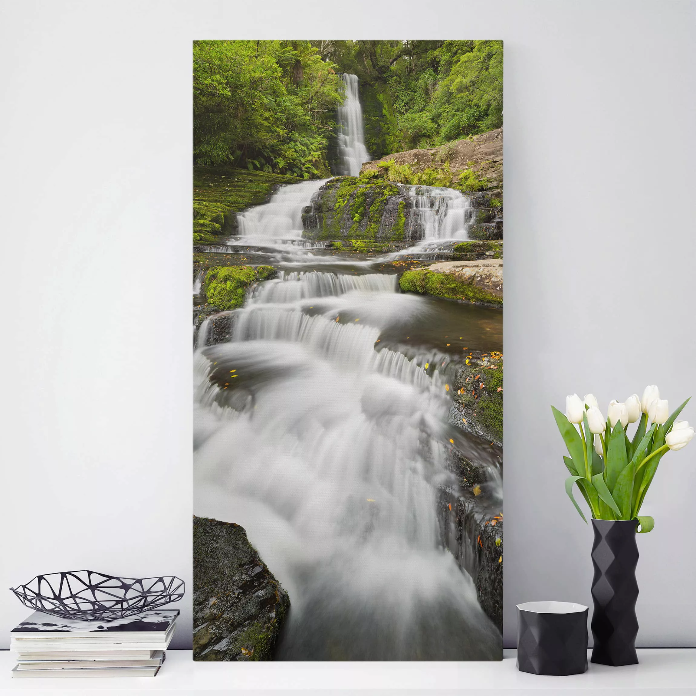 Leinwandbild Natur & Landschaft - Hochformat Upper McLean Falls in Neuseela günstig online kaufen